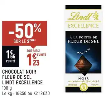 Spar Lindt excellence chocolat noir fleur de sel offre