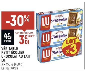 Spar Lu véritable petit écolier chocolat au lait offre