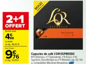 Carrefour Market Capsules De Café l'or Espresso offre