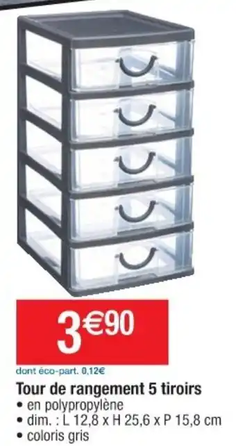 Cora x Carrefour Tour de rangement 5 tiroirs offre