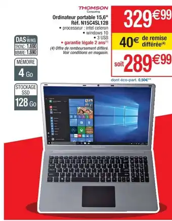 Cora x Carrefour Ordinateur portable 15.6 offre