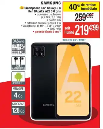 Cora x Carrefour Smartphone 6.6" Galaxy 5 G offre
