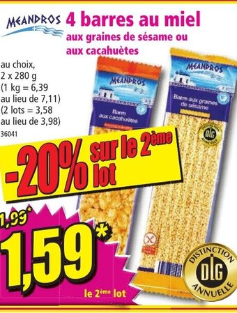 Norma 4 Barres au miel offre