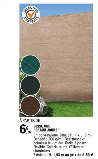 E.Leclerc Brico Brise Vue Beaux Jours offre