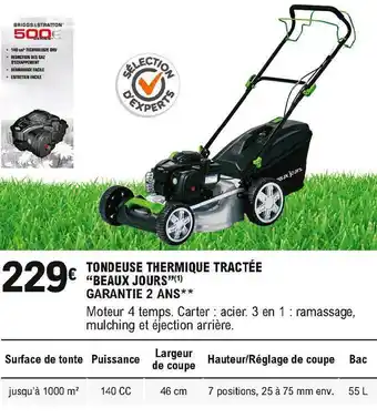 E.Leclerc Brico Tondeuse Thermique Tractée Beaux Jours offre