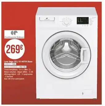Géant Casino Lave Linge Cell 101 40tw Blanc Continental Edison offre