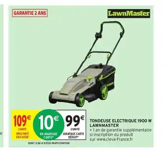 Intermarché Tondeuse électrique 1900 W Lawnmaster offre