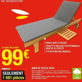 Brico Dépôt BAIN DE SOLEIL BOIS offre