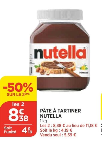 Bi1 Pâte à tartiner Nutella offre