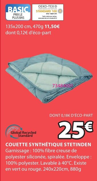 JYSK Couette synthétique stetinden offre