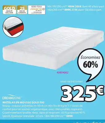 JYSK Matelas en mousse gold f95 offre