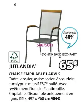 JYSK Chaise empilable larvik offre