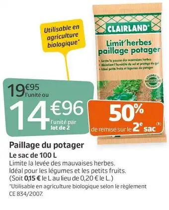 Jardiland Paillage du potager offre