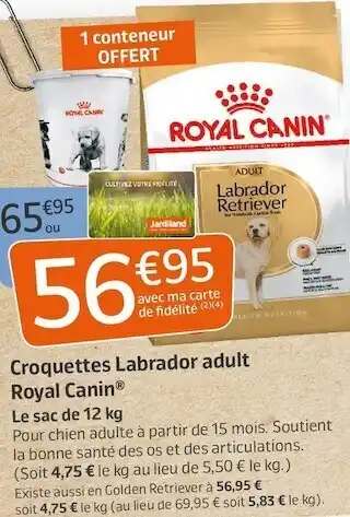 Jardiland Croquettes Labrador adult offre