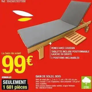 Brico Dépôt BAIN DE SOLEIL BOIS offre