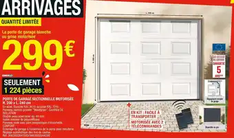 Brico Dépôt PORTE DE GARAGE SECTIONNELLE MOTORISÉE H. 200 x L. 240 cm offre
