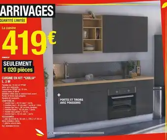 Brico Dépôt CUISINE EN KIT "GIULIA" L. 2 M offre