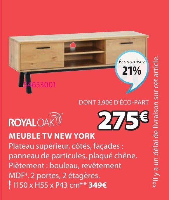 Promo Meuble Tv New York chez JYSK