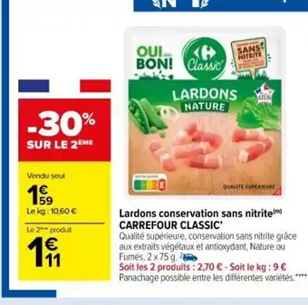 Carrefour Market Lardons Conservation Sans Nitrite offre