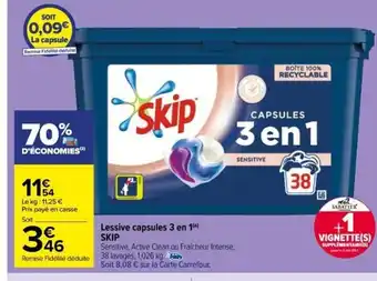 Carrefour Market Lessive Capsules 3 en 1 offre