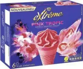 Géant Casino Cônes glacés Extrême Pink Tropic offre