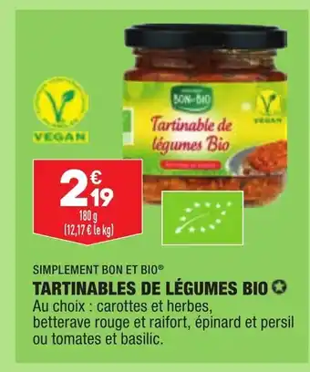 Tartinables de Légumes Bio