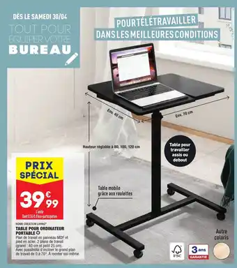 ALDI Table Pour Ordinateur offre