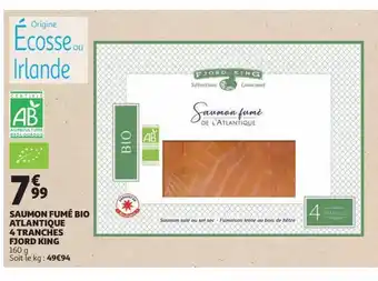 Auchan Saumon fumé bio atlantique 4 tranches fjord king offre