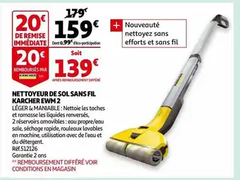 Auchan Nettoyeur de sol sans fil karcher ewm 2 offre