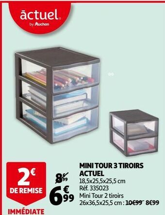 Auchan Mini tour 3 tiroirs actuel offre