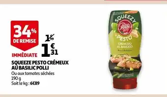 Auchan Squeeze pesto crémeux au basilic polli offre