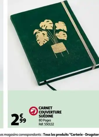 Auchan Carnet couverture suedine offre
