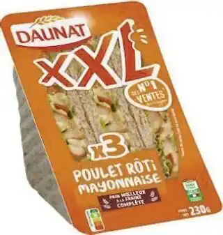 Géant Casino Sandwichs pain complet XXL Poulet rôti mayonnaise offre