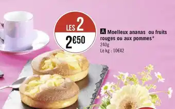 Géant Casino Moelleux ananas ou fruits rouges ou aux pommes offre
