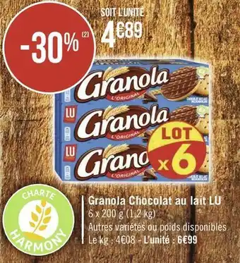 Géant Casino Granola Chocolat au lait offre