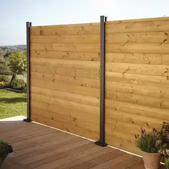 Brico Dépôt Poteau gris foncé "Neva" H. 1,83 m - Section 70 x 70 mm offre