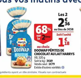 Auchan Supermarché Doowap pépites de chocolat au lait harrys offre