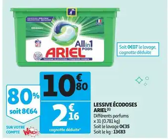 Auchan Supermarché Lessive écodoses ariel offre
