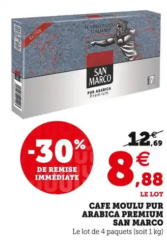 Super U San marco cafe moulu pur arabica premium offre