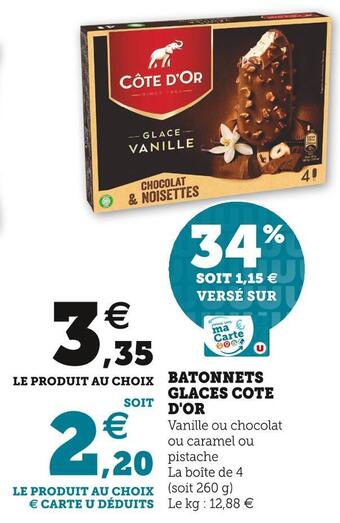 Super U Côte d'or batonnets glaces offre