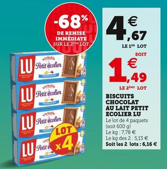 Super U Lu biscuits chocolat au lait petit ecolier offre