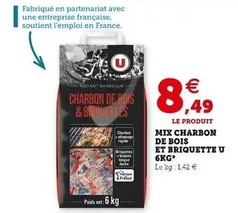 Super U U mix charbon de bois et briquette offre