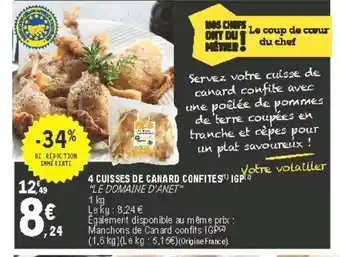 E.Leclerc 4 Cuisses de Canard Confites IGP offre