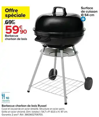 Castorama Russel barbecue charbon de bois offre