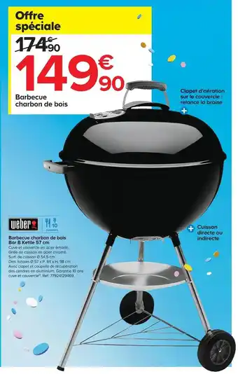 Castorama Weber barbecue charbon de bois bar b kettle 57 cm offre