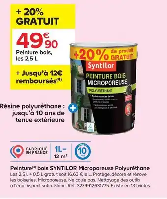 Castorama Syntilor peinture bois microporeuse polyuréthane offre