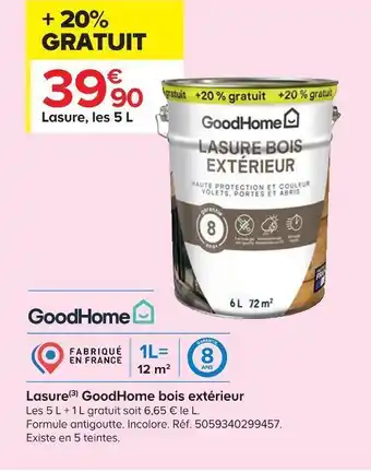 Castorama Goodhome lasure bois extérieur offre