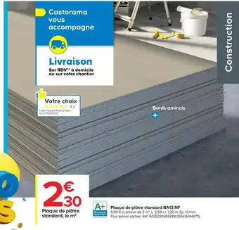 Castorama Plaque de plâtre standard ba13 nf offre