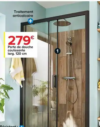 Castorama Goodhome porte de douche coulissante 2 volets beloya 120 cm offre