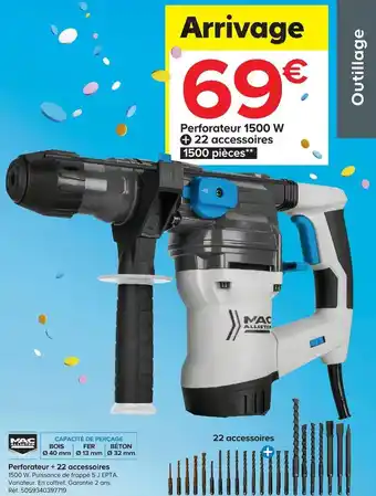 Mac allister perforateur + 22 accessoires